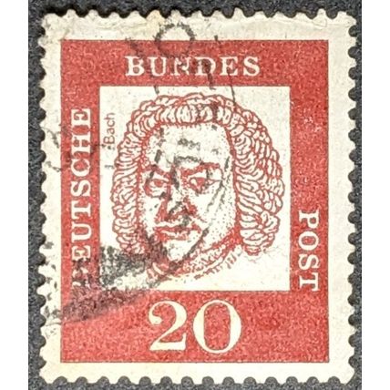 STAMP Germany West SG1266a 1961 20pfg Famous Germans Bach Fluorescent paper Used