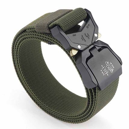 Mens Tactical Belt Alloy Zinc Buckle Outdoor Work Hiking Elastic Belt Stretching