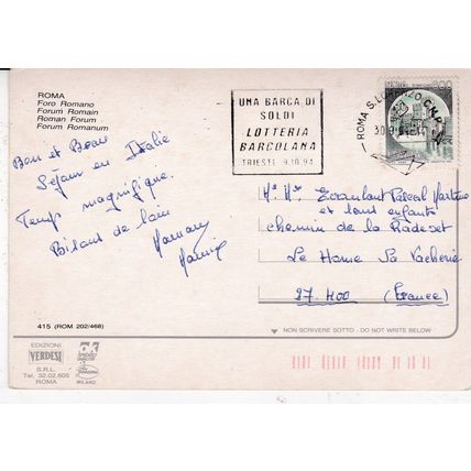 Roma Foro Romano Italy Postcard posted 1994 VGC