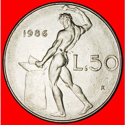 Ⰶ NUDE VULCAN (1954-1989): ITALY ★ 50 LIRAS 1986R! ERROR! ★LOW START★NO RESERVE