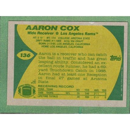 Aaron Cox #136 [Rookie] 1989 Topps
