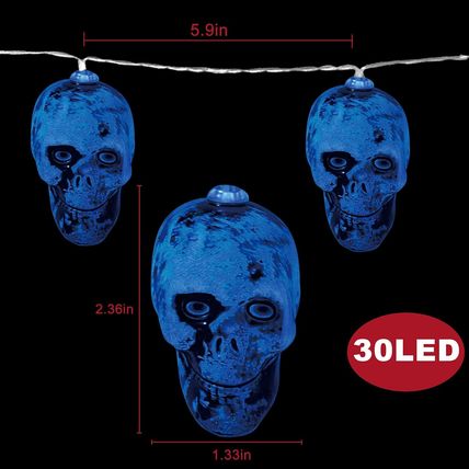 Halloween Skull Lights w/ Remote-Indoor/Outdoor-30 LED Lights-8 Modes-RED-NEW