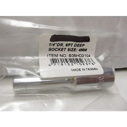 1/4" Drive 6 Point Deep Socket 4mm