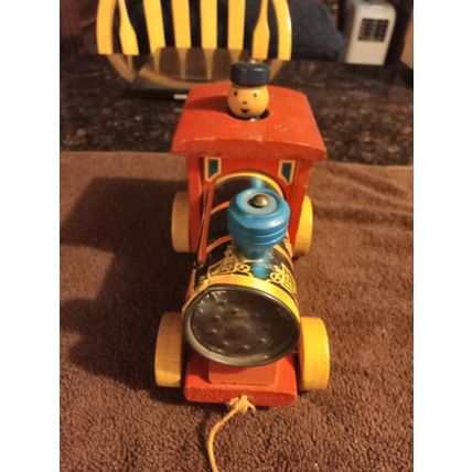 Old Vintage Original Fisher Price Chuggy Pop Up # 616 6 1/2" Long Working 1955