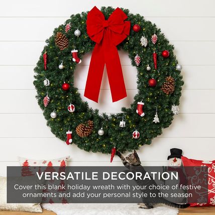 Best Choice Products 48In Large Artificial Pre-Lit Fir Christmas Wreath Holiday