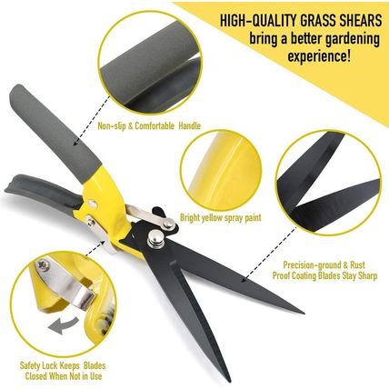 Jardineer Grass Shears Handheld, Razorsharp Hand Grass Clippers, Non-Slip Grass