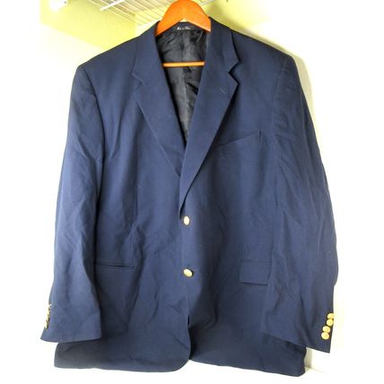Milano International Navy Uniform Style Suit Jacket Blazer Blue Gold Buttons 48R