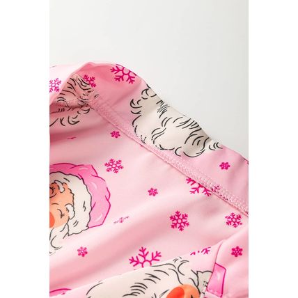 Pink Santa Claus Snowflake Long Sleeve Shirt Christmas Pajama Set