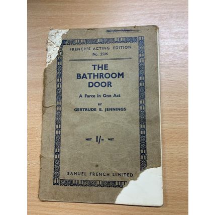 1916 GERTRUDE E JENNINGS THE BATHROOM DOOR FARCE DRAMA PLAY PAPERBACK BOOK (LL)