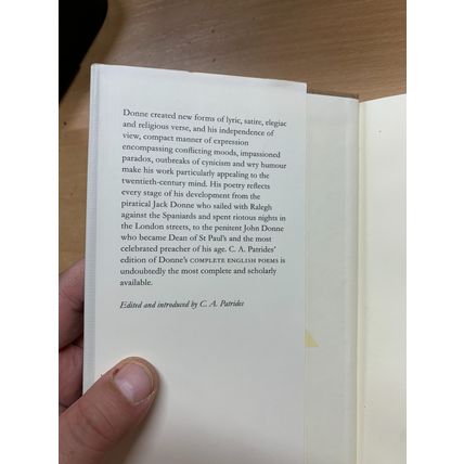 1991 JOHN DONNE "THE COMPLETE ENGLISH POEMS" EVERYMAN'S LIBRARY HB BOOK (P4)