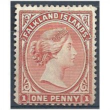 Falkland Islands 1891 SG18 1d Orange Red-Brown Mounted Mint.