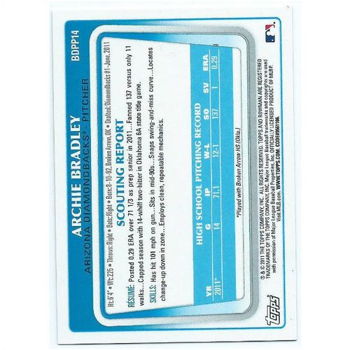 2011 Bowman Draft Picks & Prospects Prospects - #BDPP14 - Archie Bradley