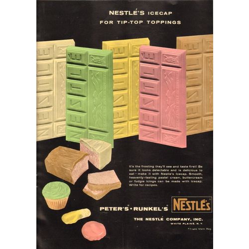 nestles company 1958 icecap tip-top topping frosting baking vintage ad