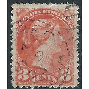 Canada 1876 SG83 3c Orange-Red Fine Used....