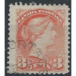 Canada 1876 SG83 3c Orange-Red Fine Used .. ..