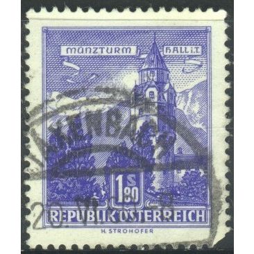 Austria 1960 - 1s.80 blue - Munzturm Hall - used 3
