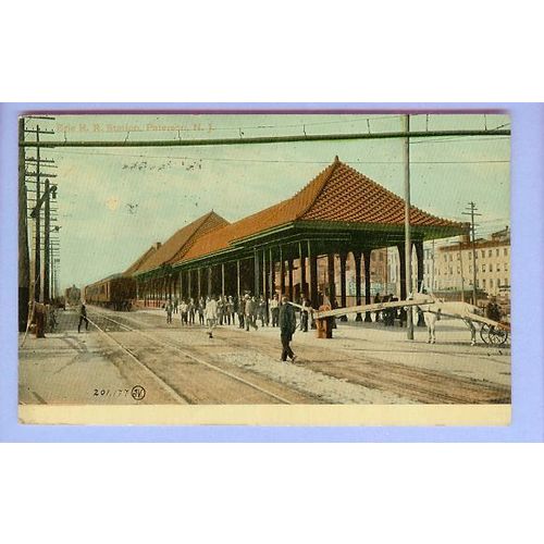 New Jersey Paterson Erie RR Station View Up Tracks Long Covered Platform L~198
