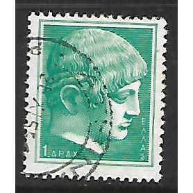 GREECE 1955 GREEK ART 1d GREEN YOUTHS HEAD SG 737 FINE USED#2