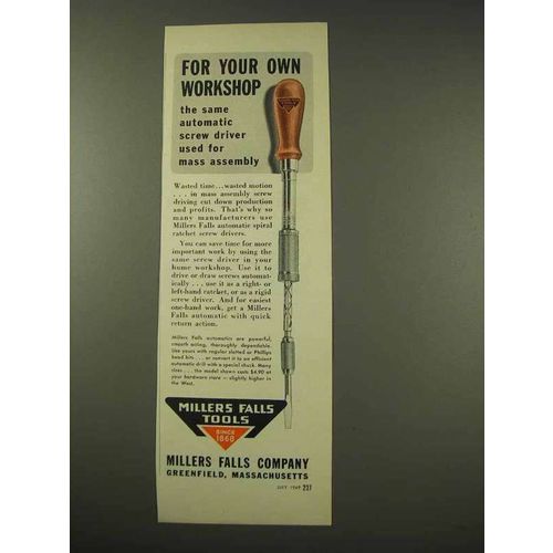 1949 Millers Falls Automatic Ratchet Screw Driver Ad