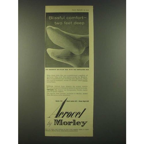 1959 Morley Aerocel Socks Ad - Blissful comfort - two feet deep