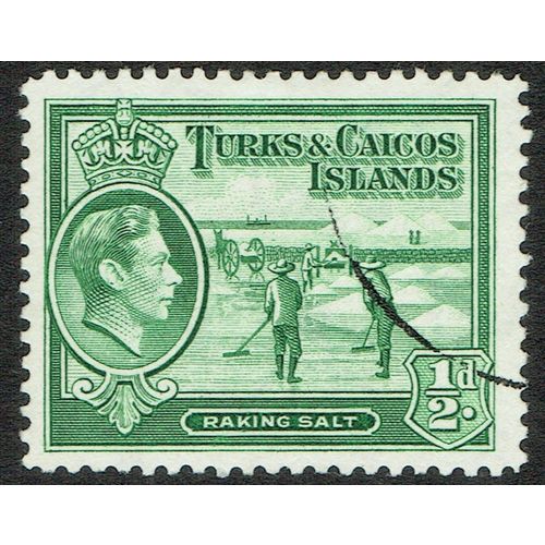 Turks & Caicos 1938 Definitive Issue ½d Deep Green SG195a FU