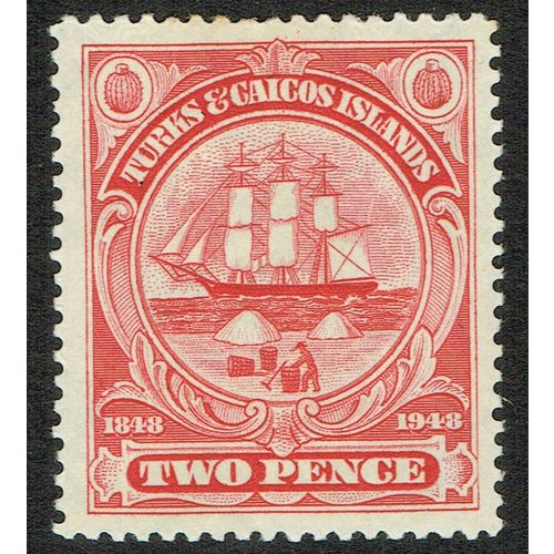 Turks & Caicos 1948 Centenary Separation From Bahamas 2d Carmine SG211 MM