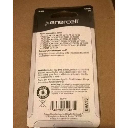 Brand New 23-1191 Enercell 2.4V/830MAH Ni-MH Cordless Phone Battery Panasonic