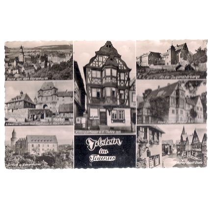 multiview, IDSTEIN, GERMANY used vintage postcard RP 1959 postmark =