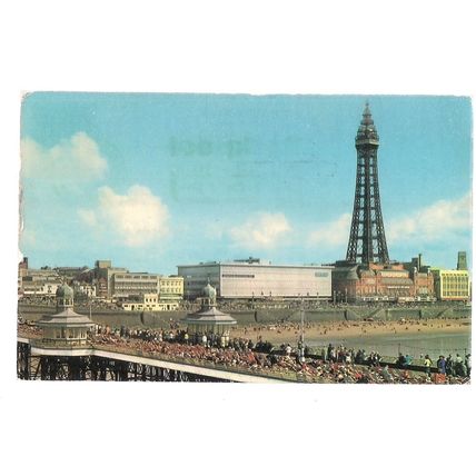 NORTH PIER AND TOWER , BLACKPOOL, LANCASHIRE used vintage postcard c.1973 =