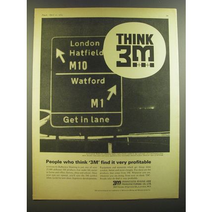 1964 3M Scotchlite Reflective Sheeting Ad - Think 3M