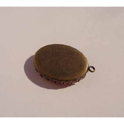 Vintage Candy Cane Cameo Pendant 30mm x 20mm Resin Brass Back Crafting