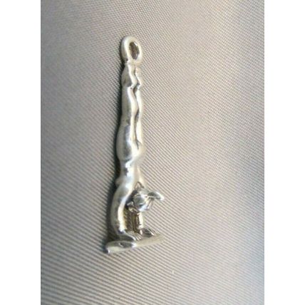 VINTAGE STERLING SILVER 3D GYMNASTICS GYMNAST GIRL PENDANT CHARM USA