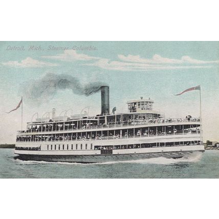 ZAYIX Postcard Great Lakes Passenger Steamer SS Columbia Detroit Unposted XF