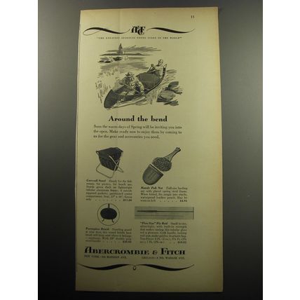1957 Abercrombie & Fitch Ad - Carryall Stool; Handy Pak Net; Porcupine Brush