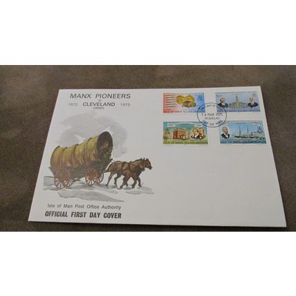 1975 Isle of Man FDC Cover - Manx Pioneers to Cleveland, Ohio