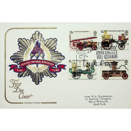 1974 Fire Services National Benevolent Fund, Avon Fire Brigade Postmark, FDC