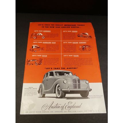 1949 Austin of England Austin A40 Devon & Dorset Sedans Sales Brochure