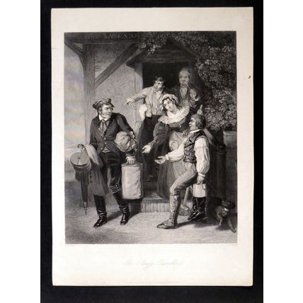STINGY TRAVELLER 1845 Robert William Buss - Joseph Brown ANTIQUE ENGRAVING