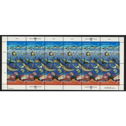 UN Vienna Whales Fish Marine Life Clean Ocean Sheetlet of 6 pairs 1992 MNH