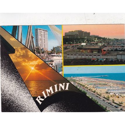 Rimini Italy Multiview Postcard posted 1990 creased