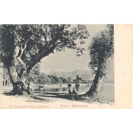 Thun Bachimatt Elderly People at River Switzerland 1902 Postcard
