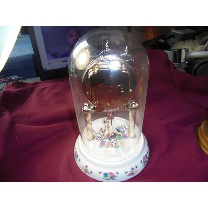DISNEY'S WINNIE The POOH & PIGLET 9" Pendulum Clock in Glass Dome! Works Great!!