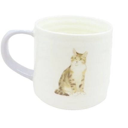 Cat Mug Ceramic 8 CM with Grey Handle Dishwasher & Microwave Safe Tableware