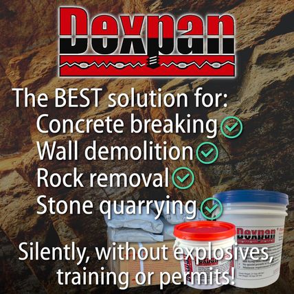 Expansive Demolition Grout 11 Lb. Bucket for Rock Breaking, Concrete Cutting, Ex