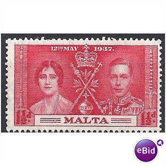 Malta 1937 SG215 1 1/2d Scarlet Coronation Mounted Mint. .