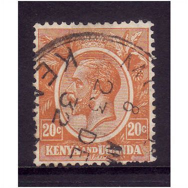 Kenya Uganda & Tanganyika 1922 20c Dull Orange Yellow Fine used