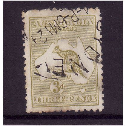 AUSTRALIA 1915 SG 37 3d YELLOW OLIVE USED