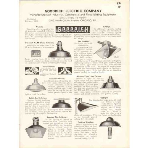 goodrich electric company 1938 floodlighting equipment vintage catalog