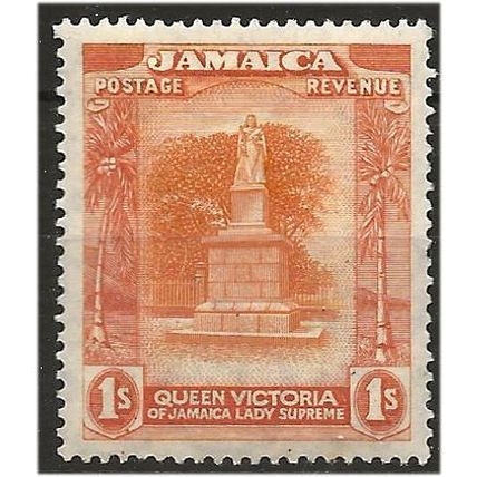 Jamaica 1922 SG102a 1/- Orange-Yellow & Brown-Orange Mounted Mint .. ..