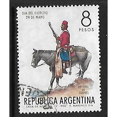 ARGENTINA REP 1966 ARMY DAY 8p MILITIAMAN OF GUEMES INFERNALS SG1170 FINE USED#2